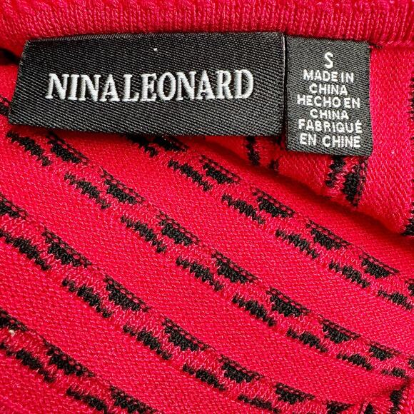 Nina Leonard Striped Sleeveless Sweater Dress Tulip Hem Lightweight Red Black S - Picture 11 of 13